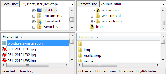 viens installer wordpress dans filezilla